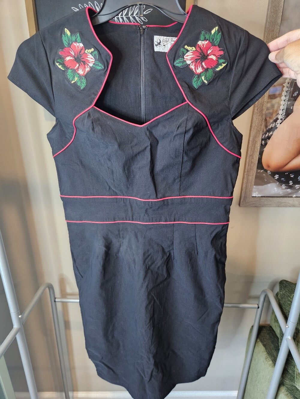 Hell Bunny Vixen Dress Womens XL Black Wiggle Pencil Retro Pinup Rockabilly